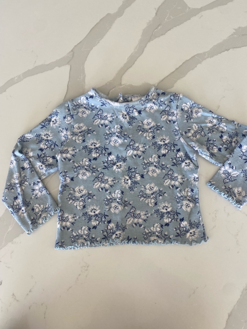Wonderkids Light Blue Floral Long-Sleeve Tee